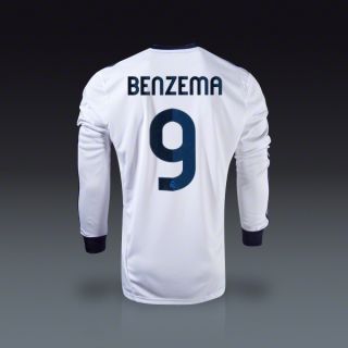 adidas Karim Benzema Real Madrid Long Sleeve Home Jersey 12/13 