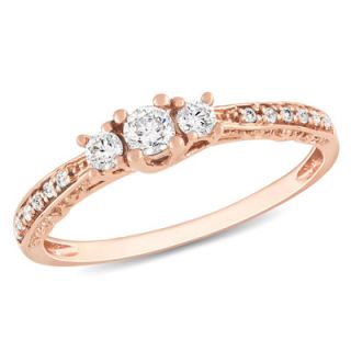 CT. T.W. Diamond Three Stone Engagement Ring in 10K Rose Gold 