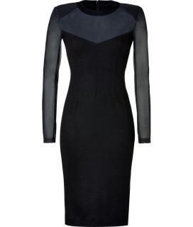 Donna Karan Black Mesh Stretch Wool Dress  Damen  Kleider  STYLEBOP 