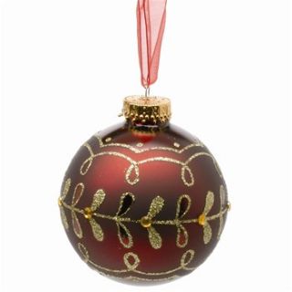 Festive Set of Nine Burgundy Glass Baubles