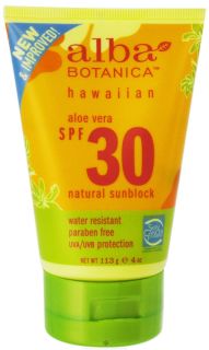 Alba Botanica   Alba Hawaiian Natural Sunblock Aloe Vera 30 SPF   4 oz 