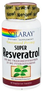 Solaray   Super Resveratrol Guaranteed Potency   30 Vegetarian 