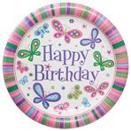 Happy Birthday Butterfly Paper Party Plates, 9