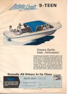 1969 Vintage Ad Aristo Craft 9 Teen Boats Atlanta Boat Works