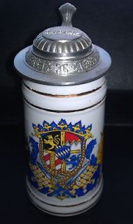 German Beer Stein Lion Coat of Arms with Lid