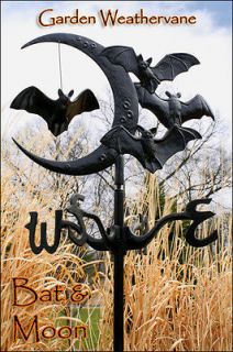 MOON & BATS WEATHERVANE ROOFTOP/GARDEN MOUNT SHIPS IN 1 DAY GREAT FOR 
