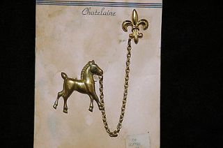 Beautiful Vintage Fluer d lis Pocket Watch Chain with Horse Fob