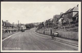   PURLEY HAYDN AVENUE DELIVERY BICYCLE PARKED & HOUSES PRINTED CARD