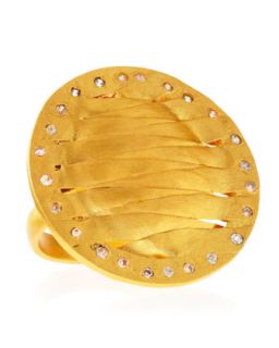 Golden Woven Disc Ring   