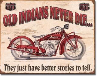 INDIAN Motorcycle Never Die Bike Garage Shop Parts Picture Poster 