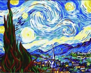 Vtg paint by numbers 16*20 kit DIY painting Van Gogh Starry Night