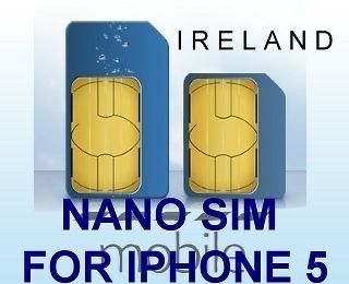 Ireland O2 (tesco) Prepaid Nano for Iphone 5 only (cheap rates+ 3G 