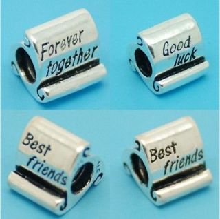   Euopean Bead SCROLL CHARM FOREVER TOGETHER, GOOD LUCK, BEST FRIEND