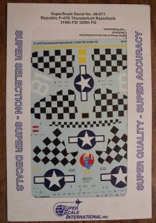 SUPERSCALE DECALS 1/48 P 47D THUNDERBOLT RAZORBACK 319TH FS/325TH FG 