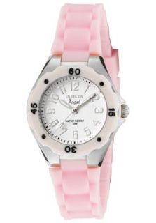 Invicta 1612 Watches,Womens Angel White Dial Light Pink Rubber 