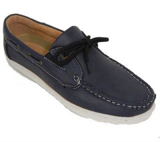 L176 BRAND NEW NAVY BLUE BOAT LOAFER DRIVING SLIP ON MOCCASIN LACE 