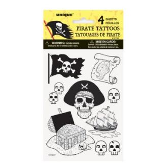Halloween Costumes Pirate Temporary Tattoos (4 sheets)