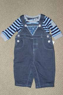 NWT Guess Jeans Pants L/S Tee Top Romper Coverall Overall Boys $47 