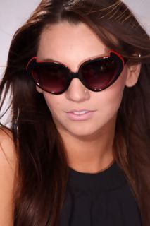 Red Neon Gradient Pointy Sunglasses @ Amiclubwear Sunglasses Online 