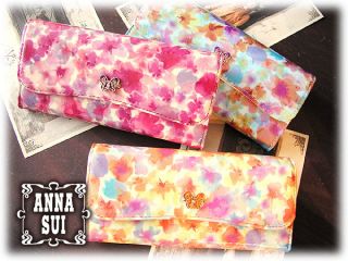 BNIB Anna Sui/ Watercolor Flower designed patent leather Long wallet