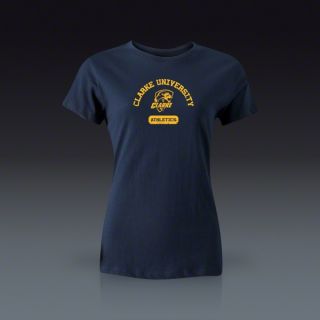 Clarke University Athletics Womens Distressed T Shirt   Navy 