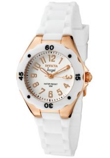 Invicta 1630 Watches,Womens Angel White Dial 18K Rose Gold Plated SS 