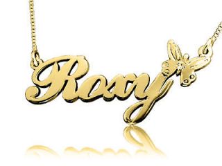 Roxy Style zirconia necklace pendant ANY NAME 14k GOLD