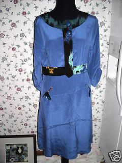 MARIA SIMPLE Hayden Harnett NYC blue silk DRESS size S