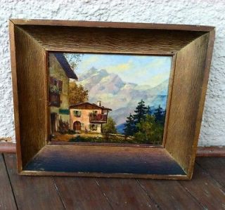 Antique Russian Framed Oil Painting On Board Signed Pawlu