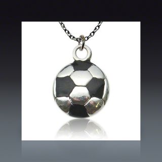 Silver & Black Soccer Ball Necklace  SOCCER