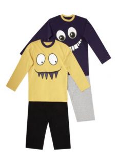 Matalan   2 Pack Core Monster Face Pj