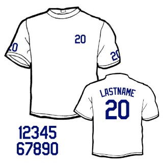 Custom Iron On Heat Transfer NAME & NUMBER SET for Jersey or t Shirt 
