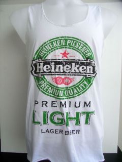 Heineken Light Lager Beer Rum Liquor White Vintage Singlet Tank Top 