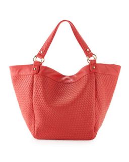 Basket Weave Tote Bag, Cherry   