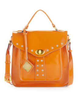 Kelsie Patent Leather Shoulder Bag, Tangerine   Last Call by Neiman 