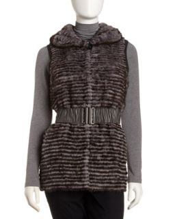 Layered Mink Vest, Gray   