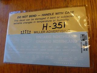 Herald King Decal #H 351 Ontario Northland for Open Hopper (9 70)Wht 