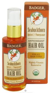 Badger   Hair Oil Antioxidant For All Hair Types Seabuckthorn, Apricot 