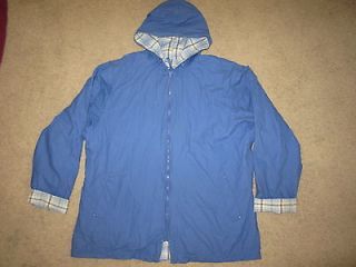 Mens L Large Oakbrook Lined Rain Coat All weather Jacket Blue with 