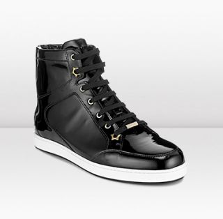 Jimmy Choo  Tokyo  Black Patent Leather High Top Sneakers 