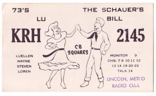 QSL CB Radio Card Nebraska NE Lincoln Square Dancing Dance Bill Lu 