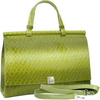 Women snake Skin Embossed Briefcase Strap Green