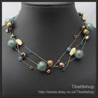  Coloured Glaze Flower Silk Thread Necklace Bracelet Earrings SX2
