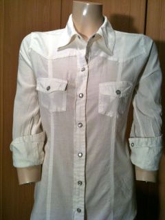 River Island Fitted Cream 70s Classic Western Shirt. 100% Cotton 