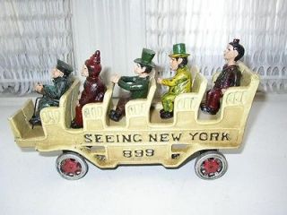 Touring New York Cast Iron Bus   Pull Toy