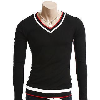 Youstars Mens Casual V neck Knit T shirts BLACK 2XL [US X Large] (R2VT 