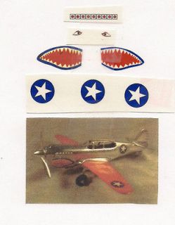 Hubley P 40 airplane Flying Tiger plane Paper cut ,peel,stick decals 