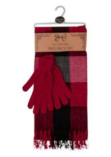 Home Sale Womens Sale Check Chenille Glove And Scarf Set