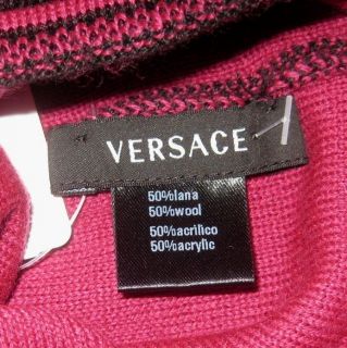 AUTHENTIC Versace Reversible GREEK KEY Wool Scarf & Hat Set NOT H&M 