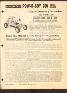 1960s Brochure Hahn Eclipse Lawn Mower Pow R Pro 4070 Instructions 